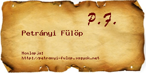 Petrányi Fülöp névjegykártya